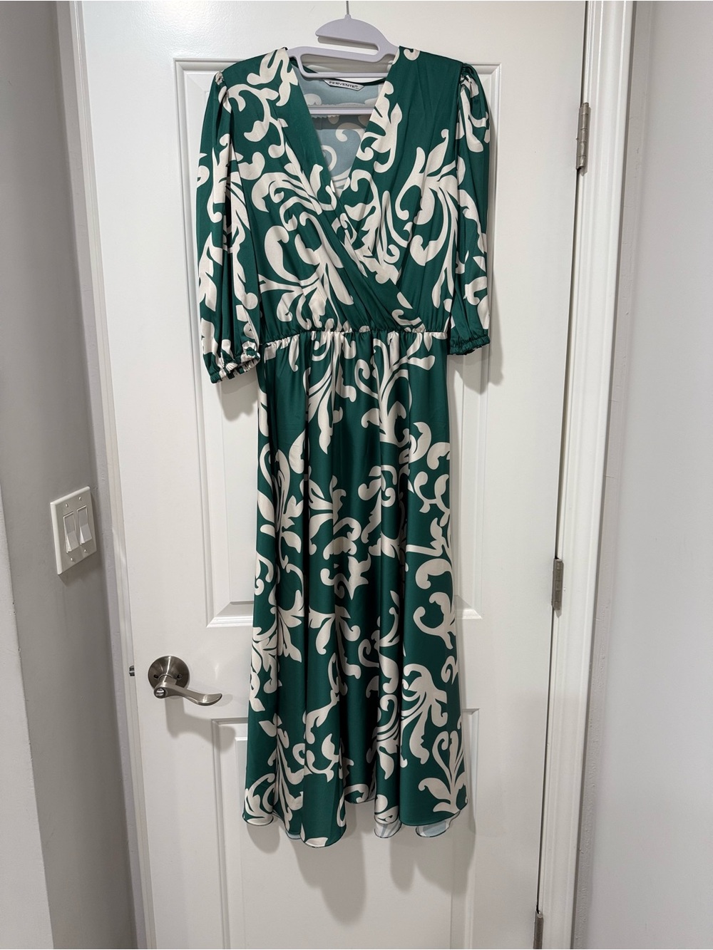Emerald & Cream Floral Wrap Maxi Dress